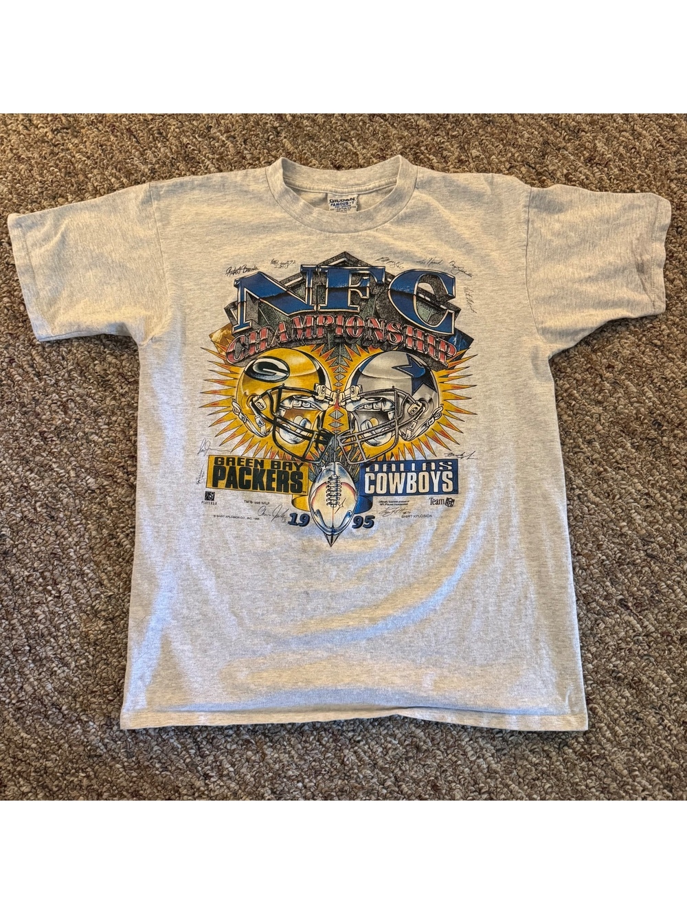 Vintage 1995 NFC Championship Cowboys Packers Graphic T Shirt Size Large